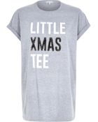 River Island Grey Little Xmas Tee Oversized T-Shirt - Lyst