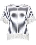 Topshop Stripe Lace Panel Tee - Lyst