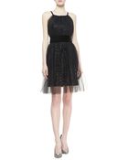 Notte By Marchesa Sequined Velvet Cocktail Dress - Lyst