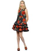 Dolce & Gabbana Floral Print Stretch Cotton Poplin Dress - Lyst