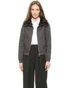 3.1 Phillip Lim Rabbit Fur Collar Jacket - Charcoal - Lyst