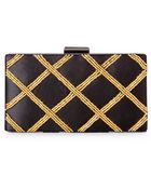 La Regale Black & Gold-Tone Beaded Crisscross Clutch - Lyst
