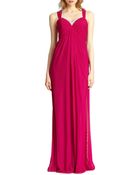 La Femme Sleeveless Draped Mesh Gown - Lyst