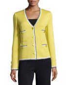 St. John Fringe-Trimmed V-Neck Jacket - Lyst