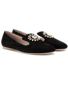 Miu Miu Embellished Suede Slippers - Lyst