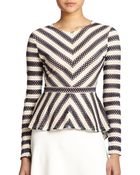 BCBGMAXAZRIA Franseen Printed Peplum Top - Lyst