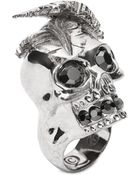 Alexander McQueen Feather Skull Ring - Lyst