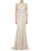 Theia Lace Beaded Gown - Lyst