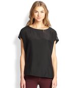 Vince Button-Shoulder Silk Blouse - Lyst