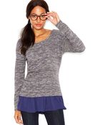 Maison Jules Metallic Knit Ruffled Hem - Lyst