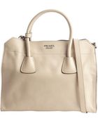 Prada Sand Brown Leather Convertible Tote - Lyst