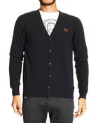 Fred Perry Sweater Lambswool Cardigan With Buttons Anf Patches - Lyst