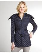 Burberry Navy Quilted Fur Trimmed Hooded Coat - Lyst