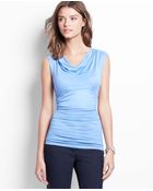 Ann Taylor Ruched Cowl Neck Top - Lyst