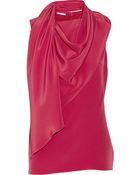 Oscar de la Renta Draped Silk-Jersey Top - Lyst