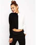 Asos Funnel Neck Color Block Long Sleeve Top - Lyst