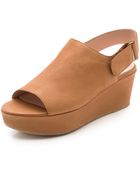 Stuart Weitzman Offset Flatform Open Toe Sandals Pecan - Lyst