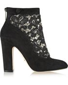 Dolce & Gabbana Vally Lace And Suede Ankle Boots - Lyst
