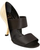 Roger Vivier 100Mm Virgule Satin & Leather Sandals - Lyst