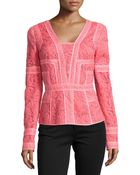 J. Mendel Long-Sleeve Floral Lace Top - Lyst