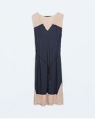 Zara Color Block Dress With Belt - Lyst