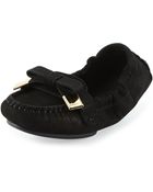 Burberry Scrunched Leather Bow Loafer - Lyst