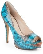 Pour La Victoire Angelie X Snake-Embossed Platform Pumps - Lyst