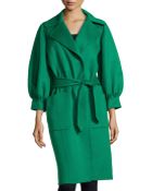 Oscar de la Renta Lantern-Sleeve Belted Coat - Lyst