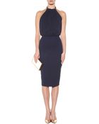 Victoria Beckham Silk And Wool-Blend Halterneck Dress - Lyst