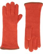 Barneys New York Leather Piped Knit Gloves - Lyst
