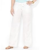 Lauren by Ralph Lauren Plus Wideleg Linen Pants - Lyst