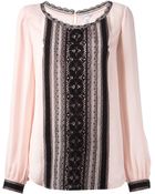 Oscar de la Renta Lace Panel Blouse - Lyst