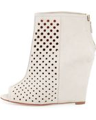 Rebecca Minkoff Sienna Perforated Open-Toe Wedge Bootie - Lyst