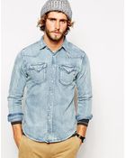 Replay Denim Shirt Western Light Wash - Lyst
