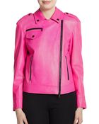 DKNY Asymmetrical Leather Moto Jacket - Lyst