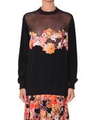 Givenchy Silk Chiffon Sweatshirt With Embroidery And Zipper - Lyst