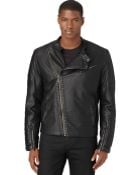 Calvin Klein Black Faux-Leather Motorcycle Jacket - Lyst