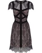 Karen Millen Delicate Lace Panelled Dress - Lyst