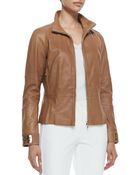 ESCADA Zip-Up Leather Jacket - Lyst