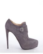 Prada Light Grey Bucklestrap Heel Platform Booties - Lyst