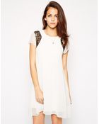 Ax Paris Swing Dress With Lace Inserts - Lyst