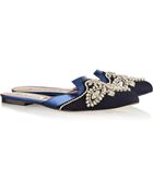 Oscar de la Renta Embellished Canvas Slippers - Lyst