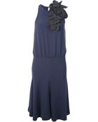 Brunello Cucinelli Floral Detail Draped Dress - Lyst