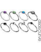 Asos Curve 90s Mixed Stone Ring Multipack - Lyst