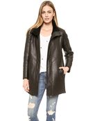 Helmut Lang Tuft Shearling Coat - Black/Black - Lyst