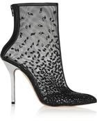 Oscar de la Renta Camille Embellished Mesh Ankle Boots - Lyst