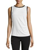 Laundry By Shelli Segal Sheer Ruched Side Knit Top - Lyst