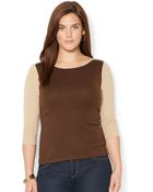 Lauren by Ralph Lauren Plus Size Colorblocked Top - Lyst