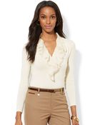 Lauren by Ralph Lauren Longsleeve Ruffled Henley Top - Lyst