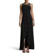 Halston Heritage Sequined-Neck Crepe Gown - Lyst